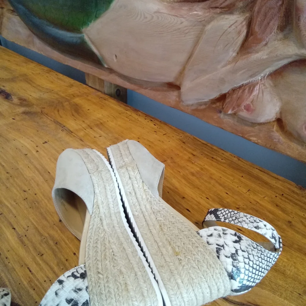 Nine West Ariela Beige & Snakeskin Espadrille 2.5